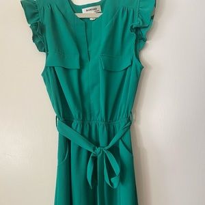 green ruffle sleeve dress. detachable belt. great condition. worn few times.